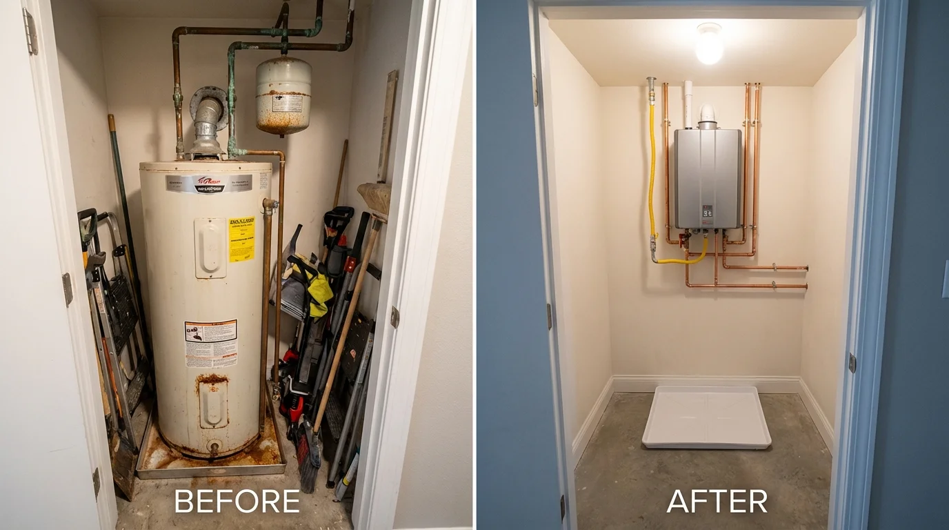 Tank water heater versus wall-mounted tankless unit comparison for Payson, AZ homeowners
