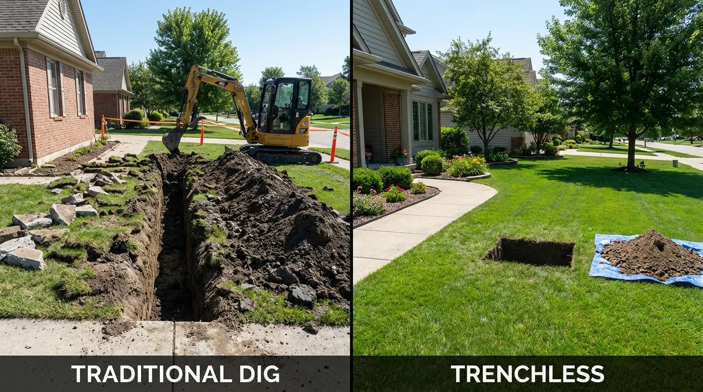 Trenchless sewer repair with minimal yard damage versus traditional excavation in Payson, AZ